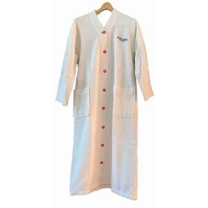 Simply Spa Robe UNISEX  White Waffle Long Red Buttons Orlane  Paris OS MAXI